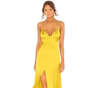 Lovers + Friends Yellow Satin Dress